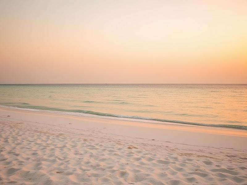 Calm Maldivian beach at golden hour with soft turquoise water — leadership and mindset coaching in the Maldives